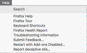 Firefox help menu