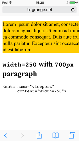 Screenshot of safari viewport